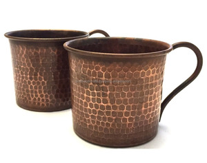 Taza de mula de Moscú de cobre 100% martillado con acabado antiguo mango de Metal ecológico para cócteles cerveza café Idea de regalo perfecta - Product Image 4