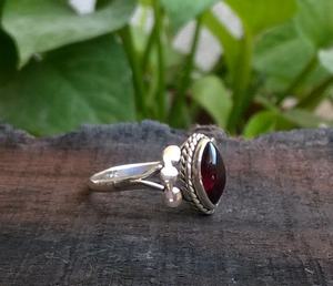 Bague en pierre naturelle grenat naturelle, anneau en argent Sterling 92.5%, pierre - Product Image 2