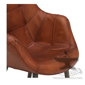 Vintage cuero y madera acento Silla de comedor - Product Image 5