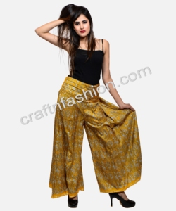 อินโดเวสเทิร์ร่มกางเกงพาลาซโซสตรี,กางเกงแฟชั่นขายาวสำหรับสตรีกางเกงทรงร่มส่าหรีสไตล์ยิปซีโบโฮ - Product Image 3