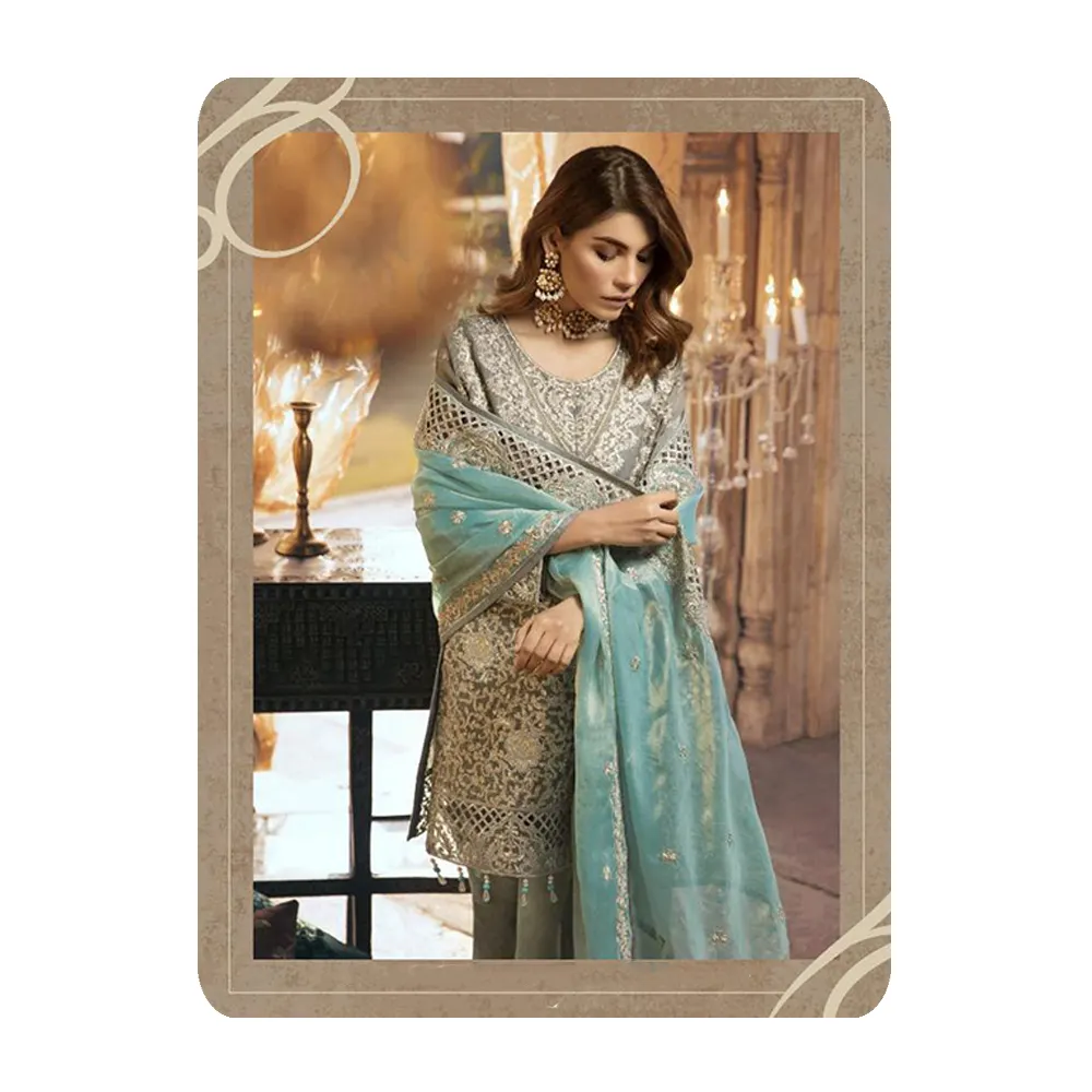 100% algodão estilo garfo paquistani vestido mulheres