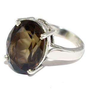 Quartz fumé de forme ovale exceptionnelle, bagues en argent Sterling 925, bijoux en argent Sterling, vente en gros - Product Image 3