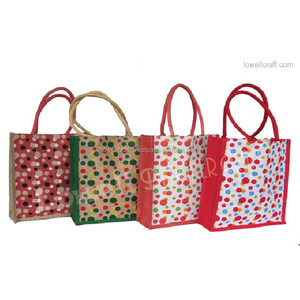Geometric Pattern Reusable Extra Large Handled Jute Shopping <b>Bag</b> by LOWELLCRAFT - Product Image 1