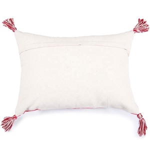 Comfortable Cotton Jacquard <b>Pillow</b> <b>Case</b> with added pom pom Sofa Decorative Cushion cover with tassel Wholesale <b>Pillow</b> cover - Product Image 6