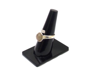 Gray Chalcedony Gemstone With Silver Plated Handmade Round Shape Beautiful Gift for Her Adjustable <b>Ring</b> - Product Image 4