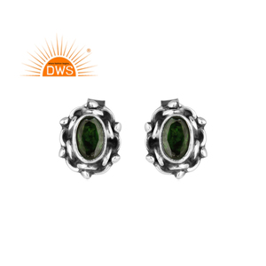 Pendientes de piedras preciosas de diópsido de cromo Pendientes de diseño de plata oxidada Fabricante de joyas - Product Image 1