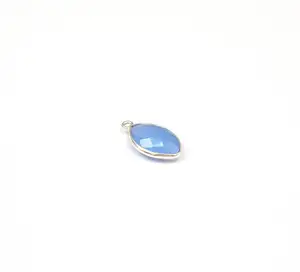 Fornituras de Calcedonia Azul, Forma Marquesa de 9x15mm, Baño de Oro de 18K, Engaste Individual Facetado Hecho a Mano para Joyería - Product Image 1