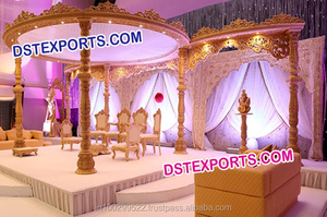 Mandaps jumeaux en bois pour mariage, artisanat, mandap en bois, cérémonie indienne gujaratienne, mandap en bois pour mariage, décoration d'événements en Australie - Product Image 4