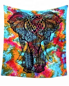 Nuovo arrivo Tie dye big elephant arazzo appendiabiti da parete pittura di arte fatti a mano 100% cotone decorazione di attaccatura di parete