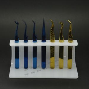 Pince à cils 8 et 6 trous support de support de pince à épiler en acrylique blanc et noir affichage de support pour fournitures d'extensions de cils - Product Image 5