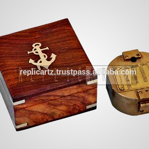 Antica bussola in ottone Brunton con direzione della scatola di legno escursionismo regalo nautico marittimo decorazioni per la casa <span class=keywords><strong>regali</strong></span> - Product Image 2