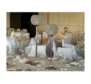 Bougeoir pilier en cristal doré pour décoration de mariage bureau à domicile - Product Image 4