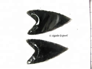 Pointes de flèches en obsidienne antique Love Style Feng Shui Healing Pattern Gravures Sculpté à la main Crystal Agate Semi-Precious Stone Crafts - Product Image 2