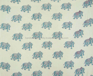 10 Yard Elephant In Bông Vải Ấn Độ Tay Khối Sanganeri In Tự Nhiên Bông Vải, Jaipuri In Chạy Vải HPS - Product Image 5