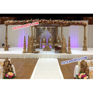 Mandap de Madera con Forma de Trompa de Elefante para Bodas Indias, con Pilares de Colmillo, Hecho a Mano, Tamaño y Color Personalizables, Fácil de Montar, para Eventos en Canadá - Product Image 1