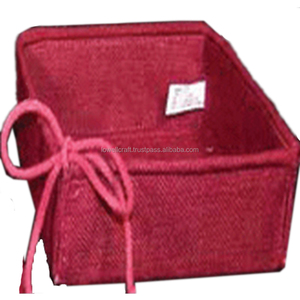 <b>Red</b> Non-Woven Fabric 7 Inch Storage Basket with <b>Bow</b> Decoration for Daily Use - Product Image 1