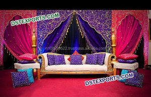 Mehndi noche decoración de diseño elegante de escenario de Boda boda real etapa telón de fondo de Marcos - Product Image 4