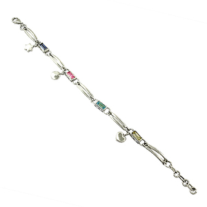 Bracelet en argent bleu et rose et blanc CZ et Iolite Bracelet en argent 925 Bracelet à main - Product Image 1