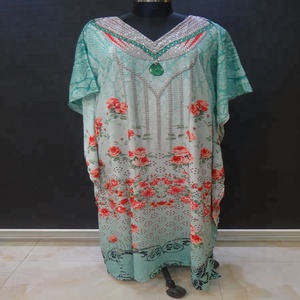 Viscos-robe longue pour femmes, caftan de style tenue de fête, avec impression numérique, en cristal, pour fêtes - Product Image 6