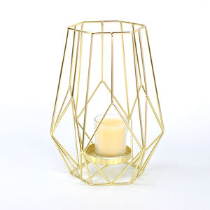 Support de photophore, Design en fil métallique, finition en laiton, nouveau - Product Image 1