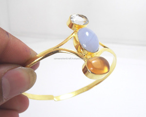 Ensemble de bijoux en plaqué or avec plusieurs pierres Fashion Bangles Elegant Bangle Bracelet - Product Image 3