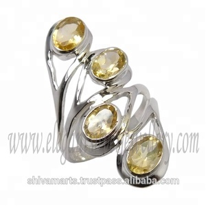 Anillo de citrino amarillo natural al por mayor para mujer, joyería de plata de ley 925 sólida, anillo vermeil eterno de boda a la moda - Product Image 2