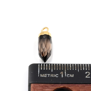 จี้ควอตซ์สโมคกี้ขนาด 16 ถึง 18 มม. รูปทรงแหลมเล็ก พลอยชุบทอง 14K พร้อมห่วง สำหรับเครื่องประดับ หินประจำเดือนพฤศจิกายน - Product Image 3