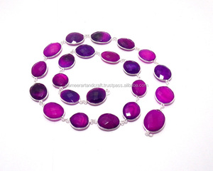 Chaîne à maillons en argent sterling 925 pour femmes Lavande Calcédoine Lunette Connecteur Bouddhisme Inspiré BOHEMIA Design Party Wedding - Product Image 1