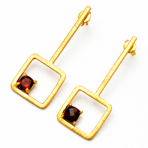 Round Cut Garnet Gemstone 925 Sterling <b>Silver</b> Gold Plated Handmade <b>Stud</b> <b>Earrings</b> Jewelry Fashionable <b>Earring</b> <b>for</b> <b>Women</b> - Product Image 1