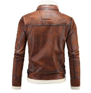 Chaqueta de cuero de vaca marrón de moda para hombre, chaqueta de invierno genuina de alta calidad de talla grande, estilo Letterman para motocicleta - Product Image 6