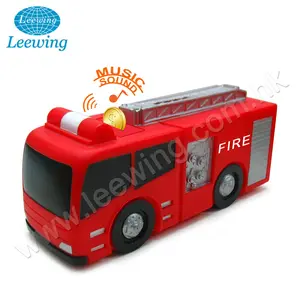 Motor De Caminhão de Bombeiros Do Carro de Som de Música de plástico PVC Coin Bank Money Saving Box