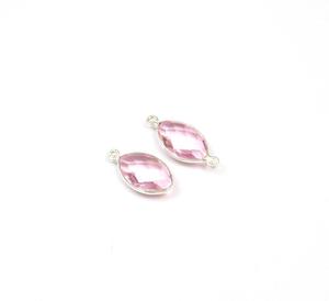 Cuarzo rosa, múltiples piedras preciosas hechas a mano, joyería chapada en oro, bisel de doble fianza, Conector de piedra natal, ingredientes naturales para manualidades - Product Image 1