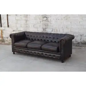 Imperial Vintage Leather Three Seater Sofa Industrial Leather Sofa