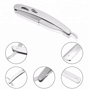 Maquinilla de afeitar recta con mango de Metal profesional para cara y cuerpo, maquinilla de afeitar de peluquero negra mate para uso en salón - Product Image 3