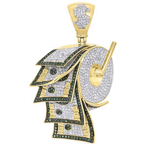 Rollo de diamantes naturales 5,30 de 100% quilates colgante de dinero en oro amarillo de 14K estilo Hip Hop rollo de dinero colgante de diamantes oro de 14K - Product Image 5