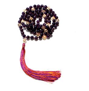 สร้อยคอลูกปัด108มาลาแบบแฮนด์เมดสร้อยคอลูกปัดสำหรับงานปาร์ตี้ของขวัญงานปาร์ตี้ทำจากอเมทิสต์ซิทรีนแบบคลาสสิกของศิลปินชาวอินเดีย - Product Image 1