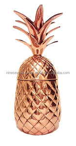 แก้วมักลายสับปะรดทำจากทองแดงเป็นมิตรต่อสิ่งแวดล้อมพร้อมฝาปิดสำหรับชากาแฟและน้ำปรับขนาดได้ - Product Image 5