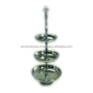 3 Tier Embossed Silver <b>Cake</b> <b>Stand</b> Wedding Serving Cup <b>Cake</b> <b>Stand</b> - Product Image 2