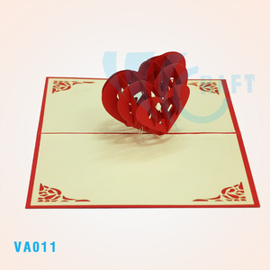 Meilleure vente Carte de voeux 3D Pop up Heart Flower Souvenir en papier - Product Image 4