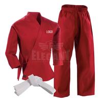Uniforme de Taekwondo aux couleurs personnalisées, vêtements traditionnels rouges, ensemble pour enfants, adultes, étudiants, Dobok de Taekwondo, approuvé, vêtements noirs à col en V