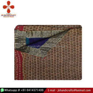 Manta Kantha de textil para el hogar Vintage, Sari bordada a mano, lavable para adultos y hoteles - Product Image 1