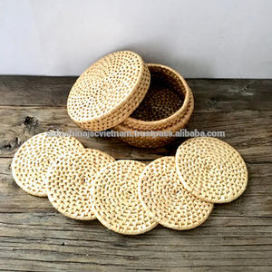 Posavasos de ratán redondo marrón miel de Vietnam ecológico y juego de manteles individuales tamaño personalizado al por mayor disponible - Product Image 6