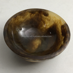 Tazón para Ensalada de Cuerno Natural Pulido Hecho a Mano en India, Tazón para Servir Buffet Ecológico, Forma Redonda de 6 Pulgadas, Artesanía - Product Image 2