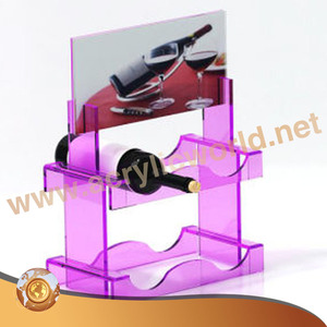 Estante para Vino Acrílico, Horizontal, para 6 Botellas, Diseño Moderno, de Plástico Brillante Rojo, con Niveles - Product Image 5
