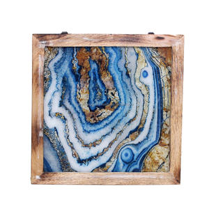 Arte de pared de ágata, luz de lujo, pintura de flores doradas, arte de pared para decoración del hogar, conjunto de arte de pared colgante Rectangular de hoja dorada - Product Image 1