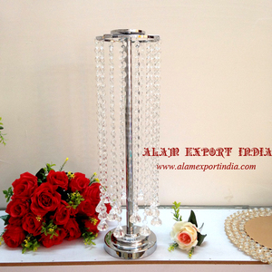 Luxueux grand métal aluminium clair cristal perles table mariage & Restaurant décorations pièce maîtresse pour les mariages et événements - Product Image 2