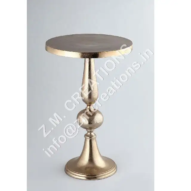 Metal Coffee Table Champagne Gold Color Aluminum Metal Round Shape European Design Rustic Look Furniture Tables