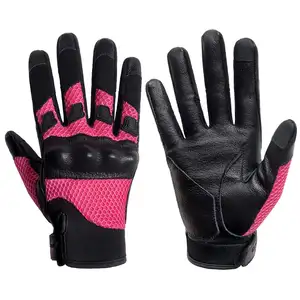 Guanti da moto in pelle da donna Knuckle blindato Street Bike Touchscreen