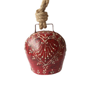 กระดิ่งวัวโลหะเหล็กสีแดงเพ้นท์มือ ของที่ระลึก ของตกแต่งคริสต์มาส - Product Image 1