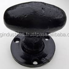 Manija de puerta redonda de aleación negra mate al por mayor, 38 mm de diámetro, estilo antiguo vintage, juego de pomo de puerta con bisel. - Product Image 3
